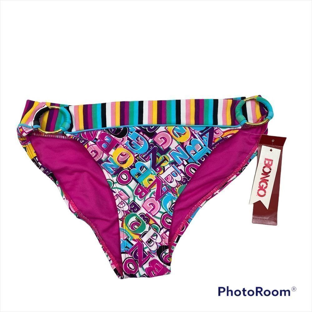 New With Tags Bongo Letter Logo Mutli-Color Bikini Bottoms Size Small‎